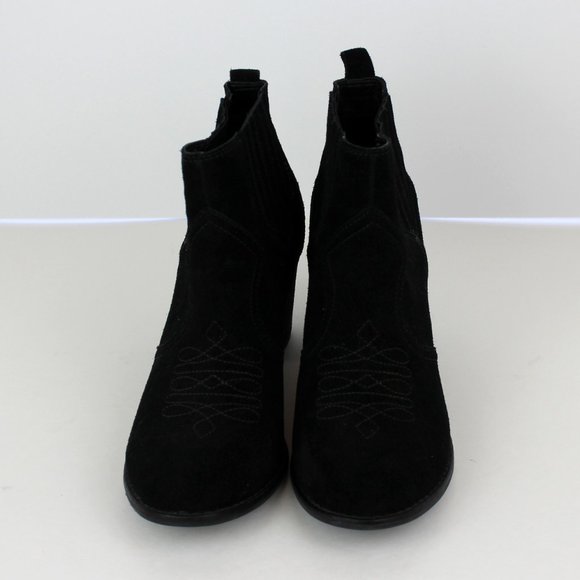 Franco Fortini Black Suede Chesney Western Heeled Ankle Boots size 8 - Picture 4 of 11